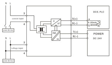 A C.A. datilografa o transmissor atual do isolador do sinal da tensão a 0-5V/4-20mA LS-TET-AI